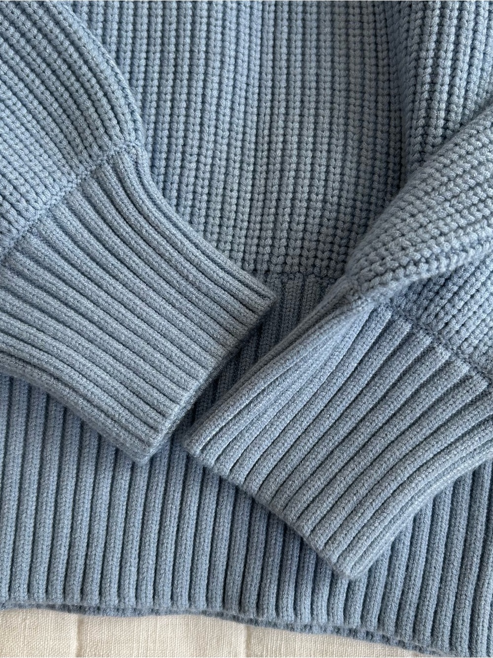NWOT Varley Marcie Fair Isle Yoke Knit Mock Neck Sweater - Light Blue - Picture 3 of 7